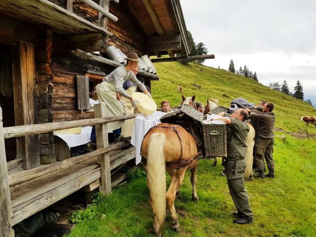 Käse Absäumen von der Stangl-Alm