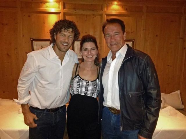 Shania Twain with Husband Frederic Thiebaud & Arnold Schwarzenegger