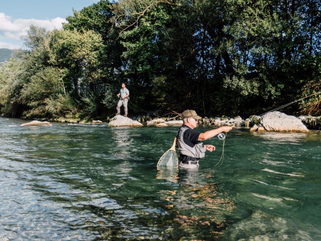 Fishing in mountain stream